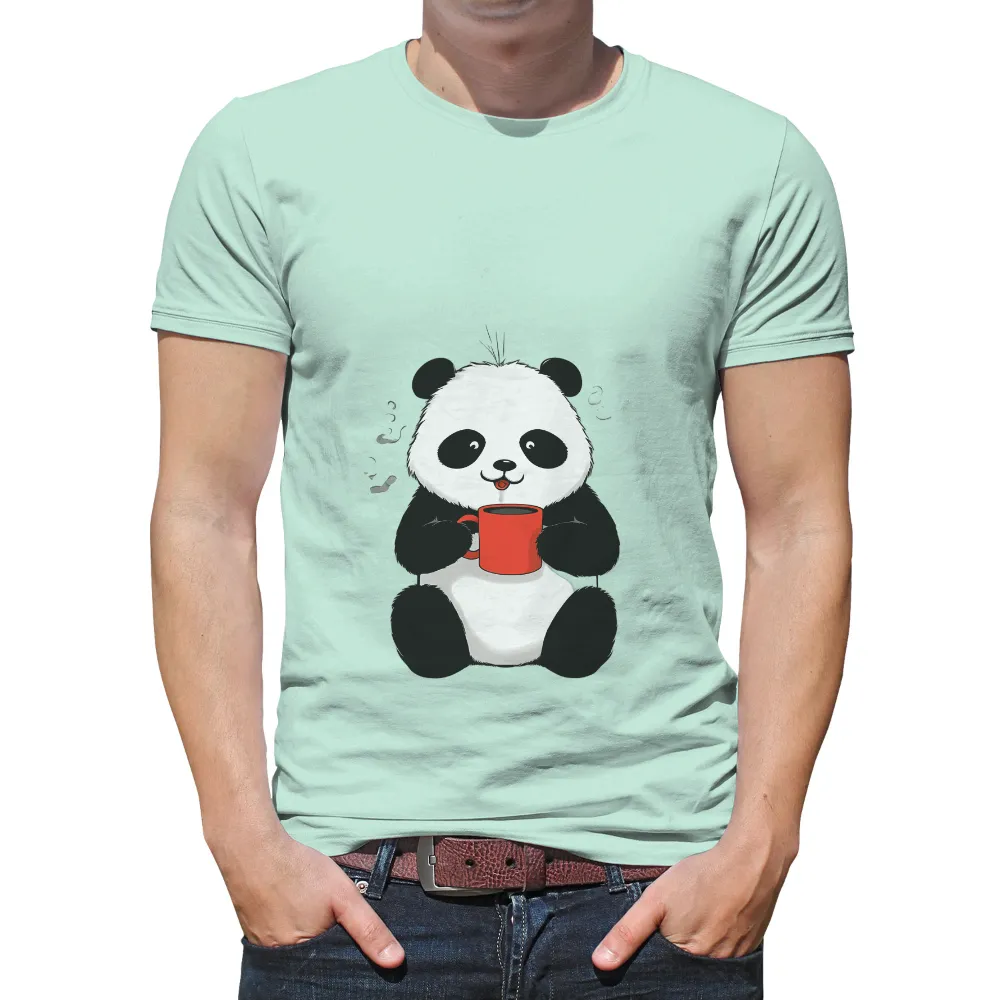 Graphic Tees: Pandy's Morning Coffee - Cute Panda Design|easter funny shirt