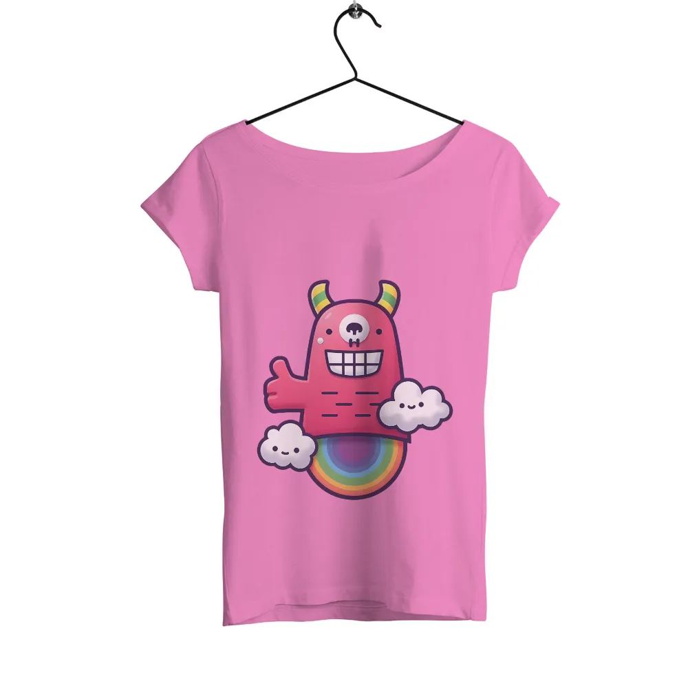 Zappy the Monster: Spreading Joy with Thumbs-Up | TShirt Printing|t shirt with rainbow heart