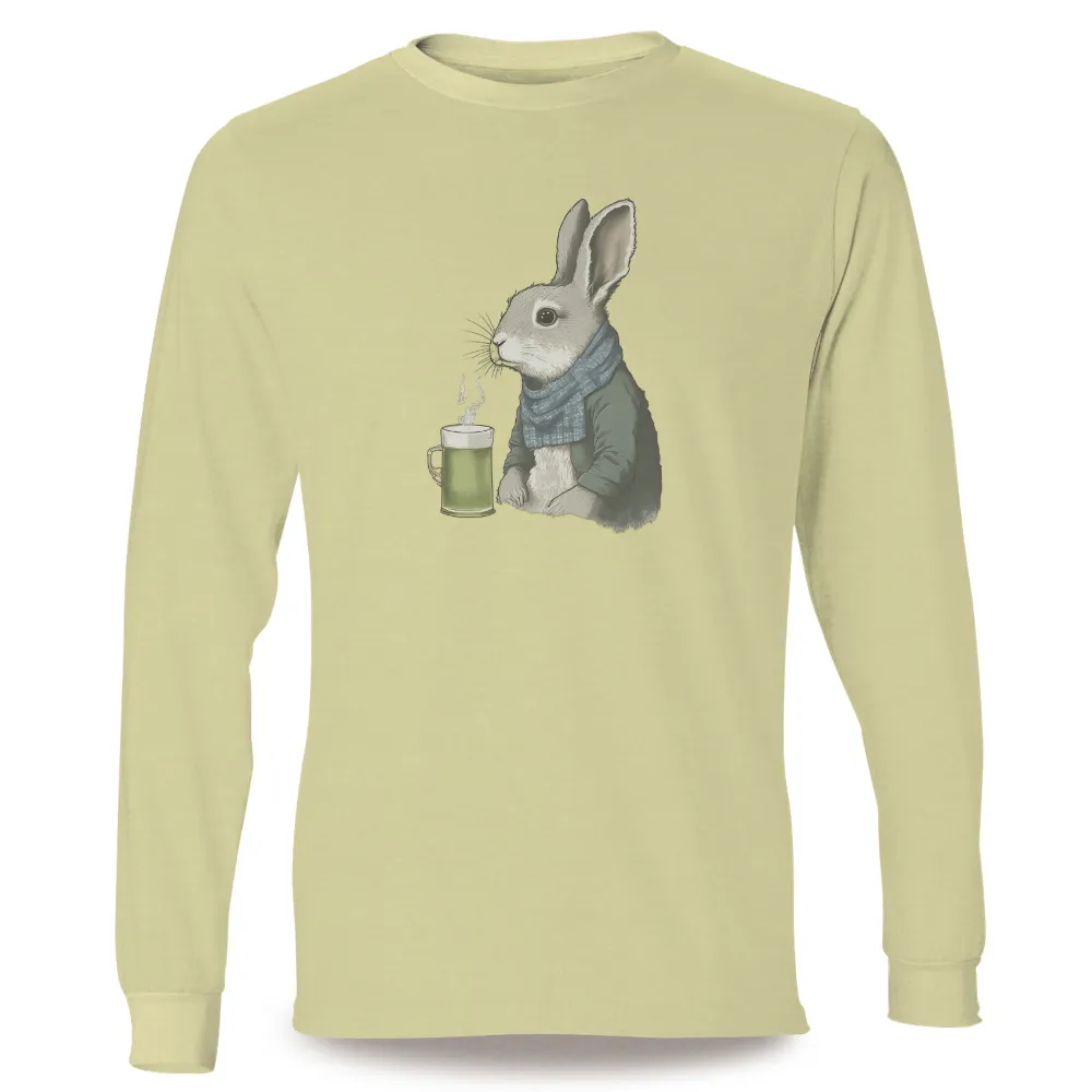 Custom T-Shirt Printing: Cozy Rabbit with Steaming Tea Cup|cuppa tea t shirts