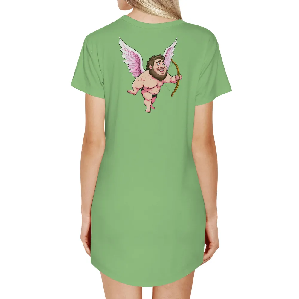 Custom Tee Shirts: Whimsical Cupid Spreading Joy and Laughter|Whimsical Cupid with pink wings