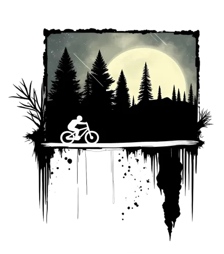 T-Shirts Design: Cycling Adventure Under the Full Moon