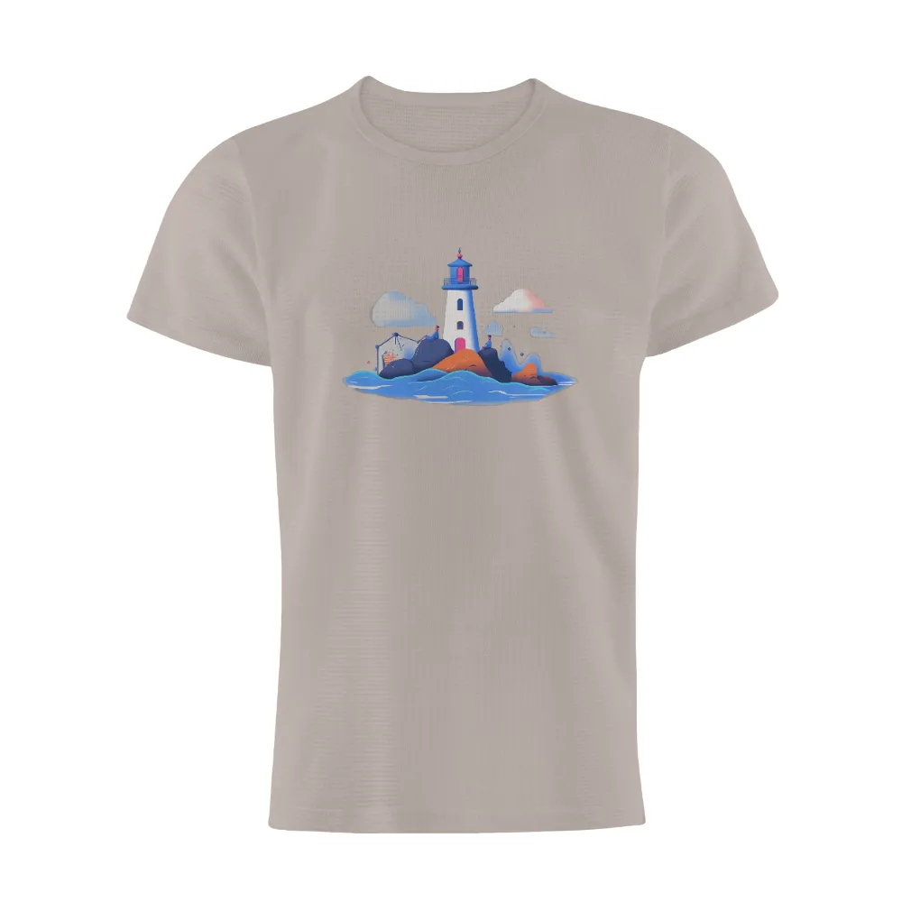 Custom Design with Lighthouse, Waves, and Night Sky|butterfly reflection t shirt