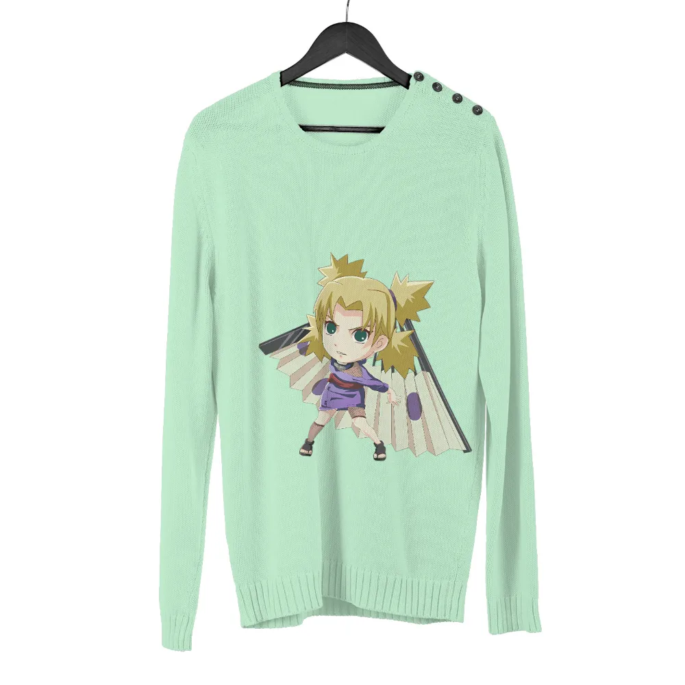 Tee Shirt Printing: Anime Ninja with Golden Hair and Large Fans|roblox t shirt ninja