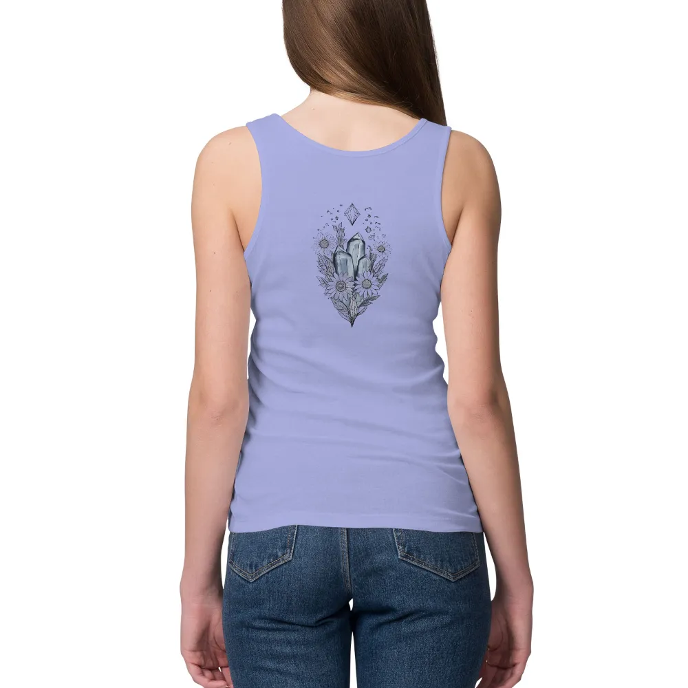 Tee Shirts Printed: Crystals and Sunflowers - Artistic Harmony|reign forest fronds camp shirt