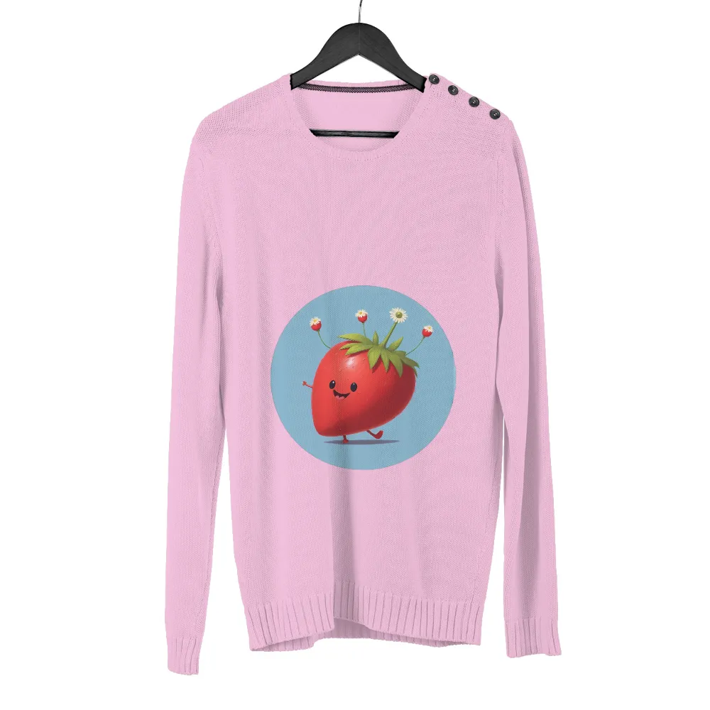 TShirt Design: Sunny the Cheerful Strawberry|long sleeve summer button down men's shirts