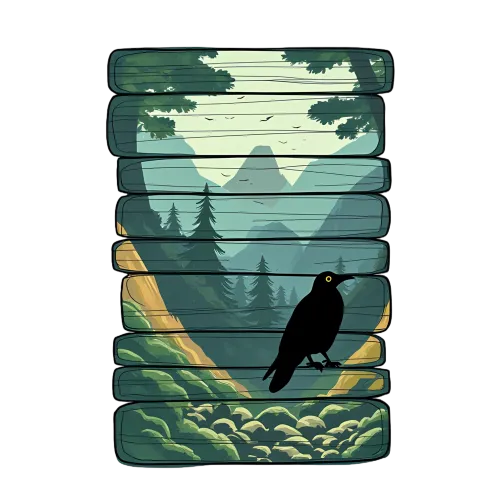 Tee Shirts Printed: Crow Silhouette on Wooden Fence