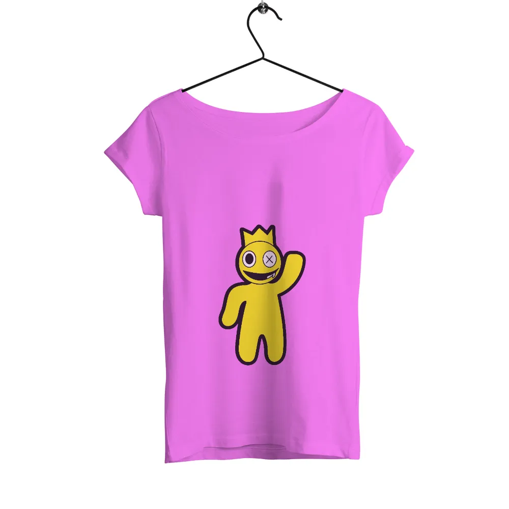 TShirt Printing: Whimsical Yellow Figure with Crown - Funny & Quirky Design|black among us t shirt roblox