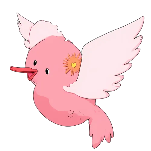 Whimsical Pink Bird with Heart-Shaped Eye Design