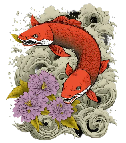 T-Shirts Pattern: Koi Transformation - Nature's Dualities