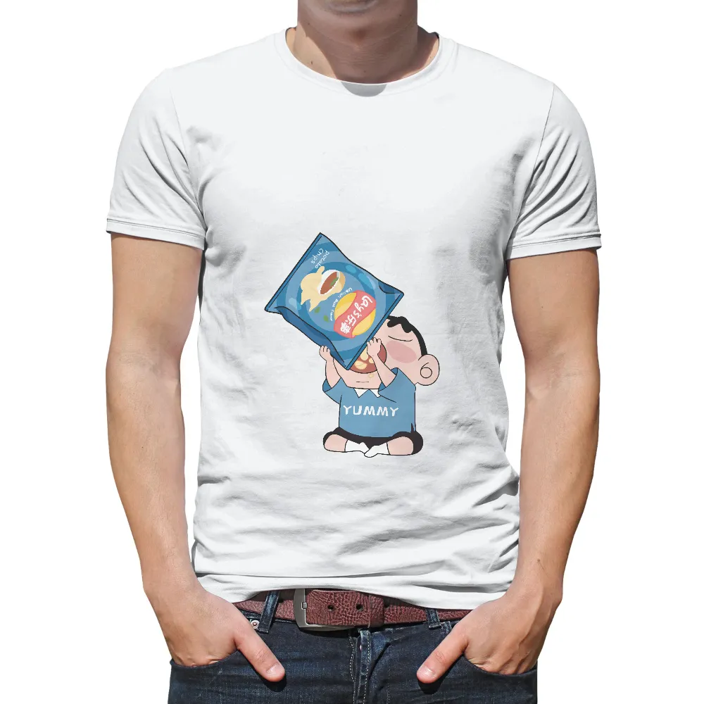 Custom T-Shirt Printing: Magical Snack Time with Yummy Chips|music art love happiness t shirt