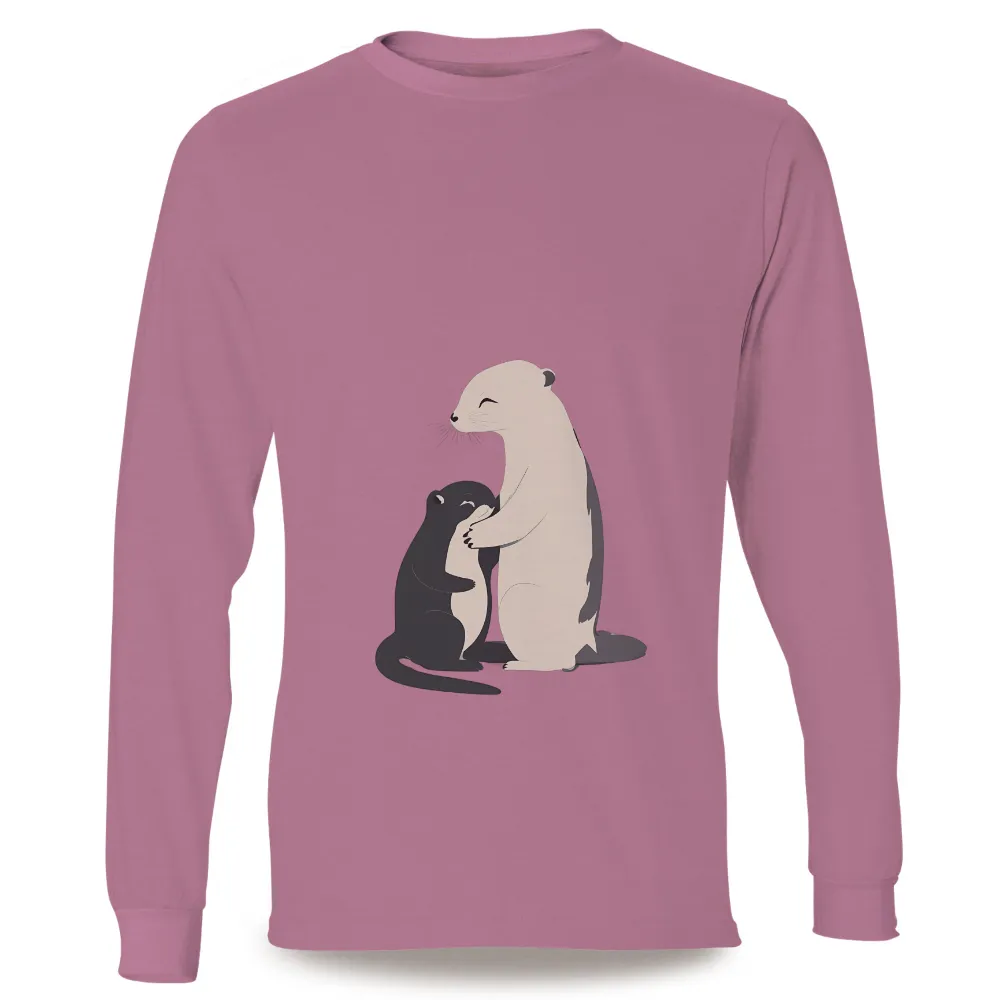 T-Shirts Pattern: Otters Embracing - Minimalist Love Design|2005 t shirt i love hot moms