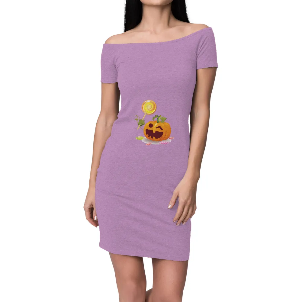 T-Shirts Design: Halloween Pumpkin with Candy and Witch Hat|fun summer button down shirts