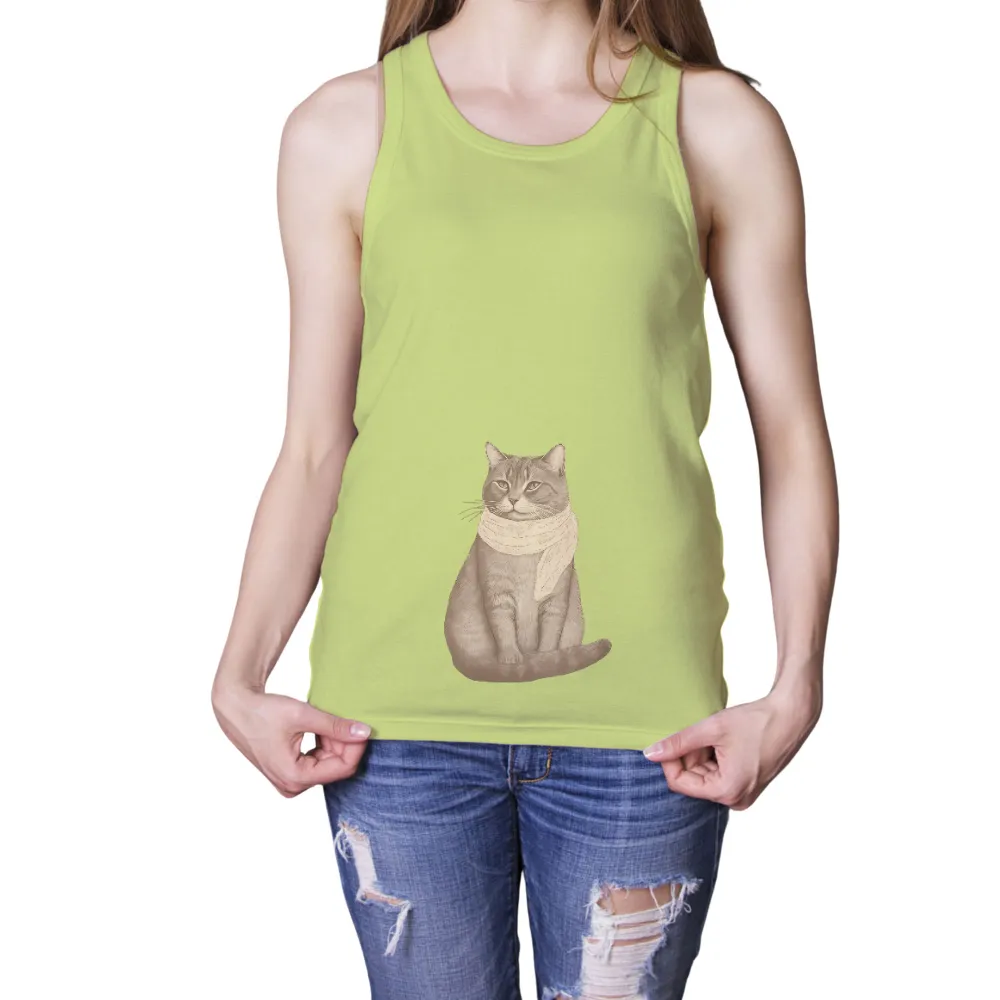 Custom T-Shirt Printing: Whiskers the Stylish Cat with Vintage Scarf|im only talking to my cat today shirt