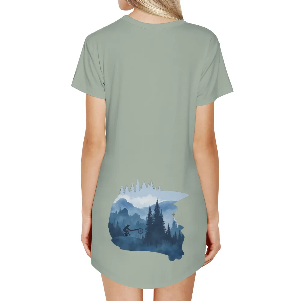 TShirt Design: Mountain Biking Adventure | Sports T-Shirt| towering trees