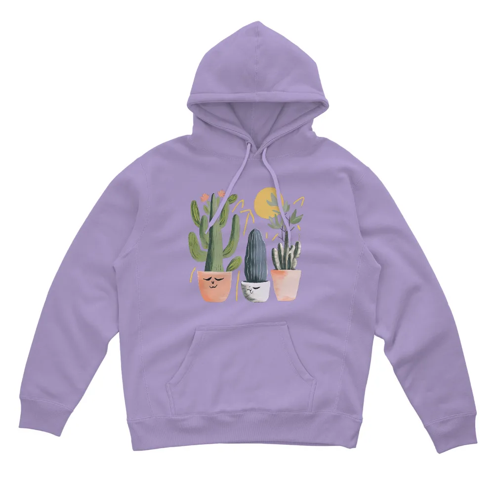 T-Shirts Pattern: Whimsical Cacti in Pots | Nature & Tranquility| peaceful cacti illustration