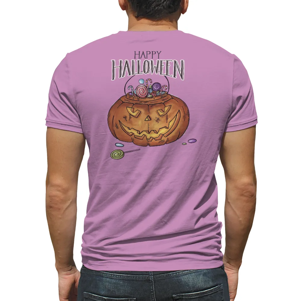 Custom Tee Shirts: Happy Halloween Pumpkin with Candies|oneblood halloween shirt 2022