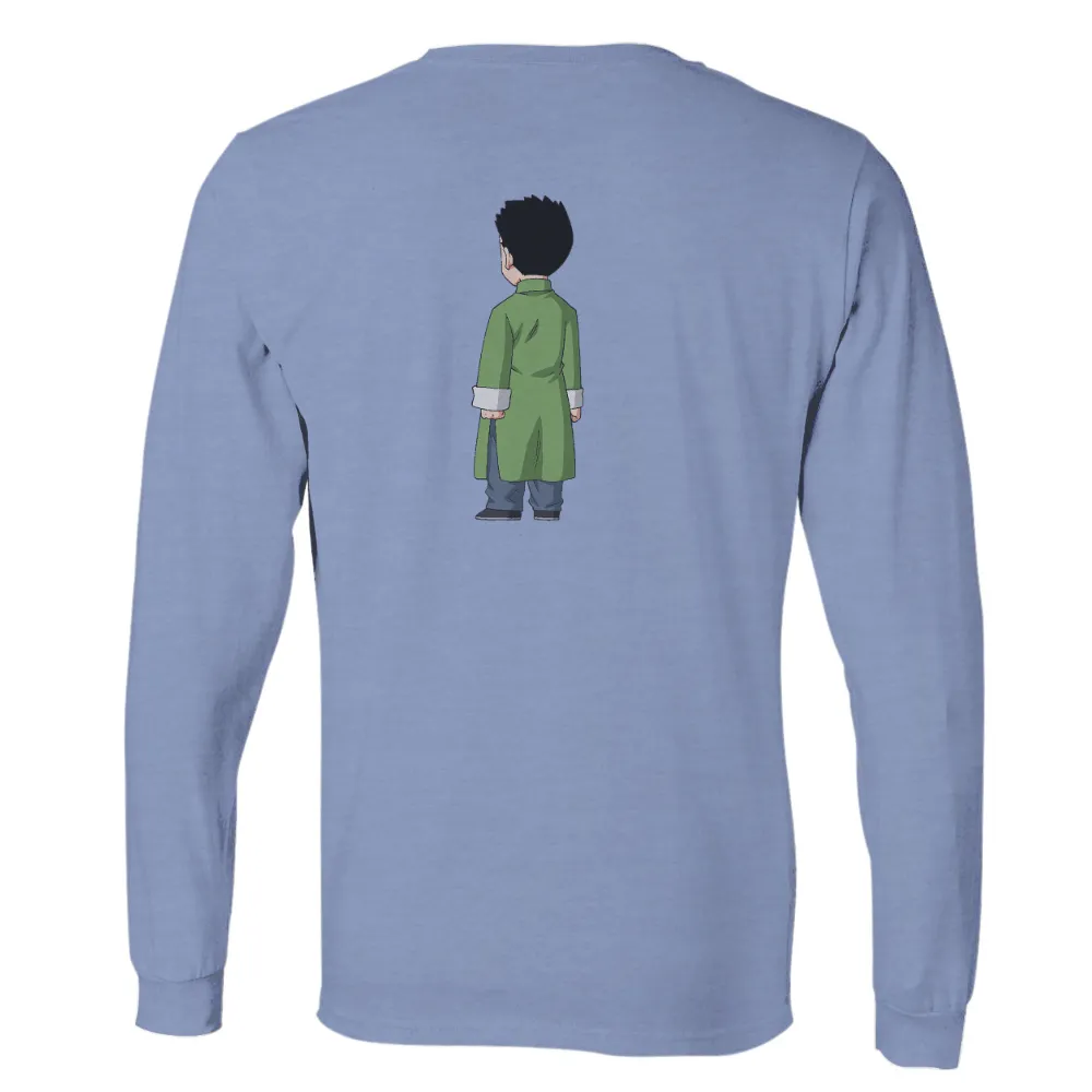 TShirt Printing: Anime Character in Green Coat - Minimalist Design|t shirt design wali