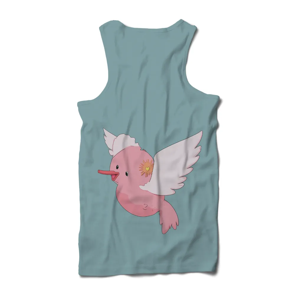 Whimsical Pink Bird with Heart-Shaped Eye Design|cute women's fourth of july shirts