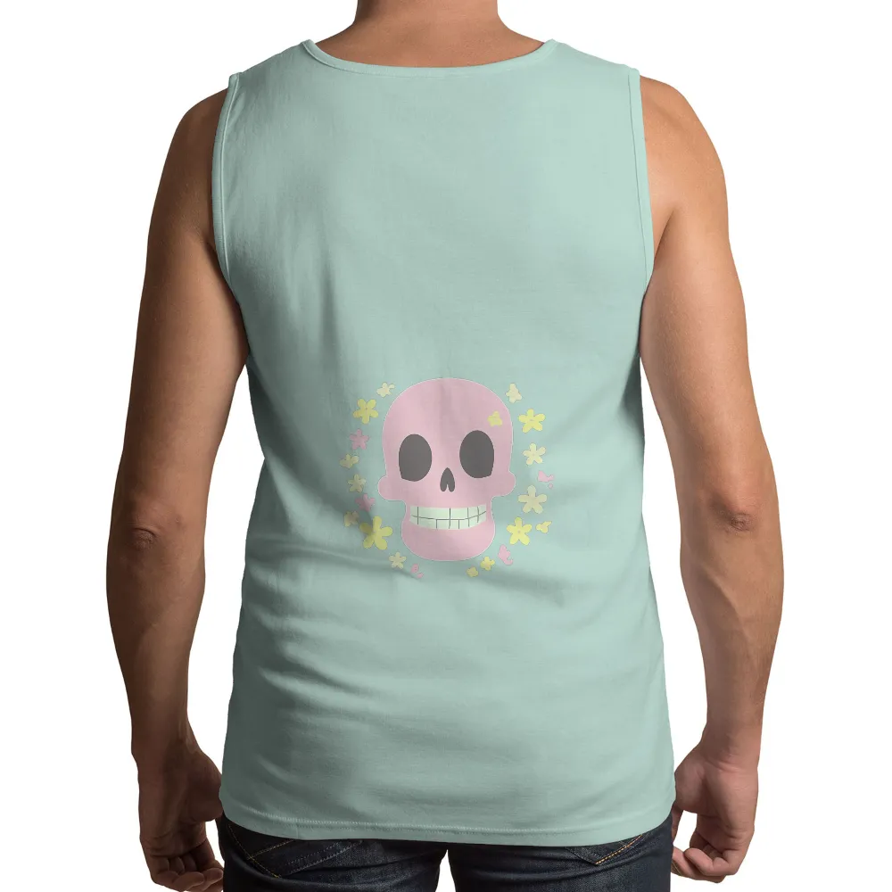 Customized Tee Shirts: Embrace Life's Duality with Pink Skull and Flowers|monkey in yellow shirt