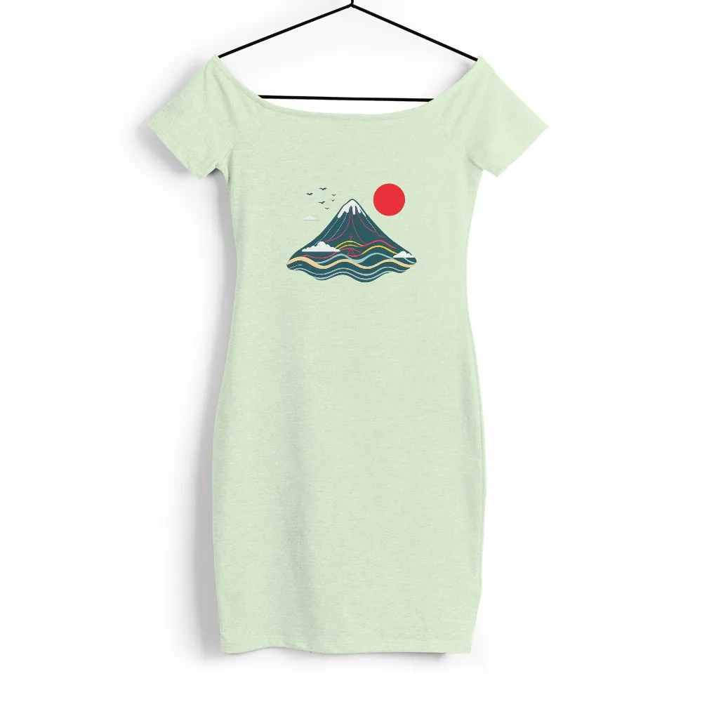 Tee Shirt Printing: Mount Fuji and the Red Sun - Artistic T-Shirts| Modern artistic style