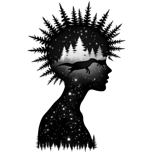 T-Shirts Custom: Starlit Night Wolf Silhouette - Artistic Design