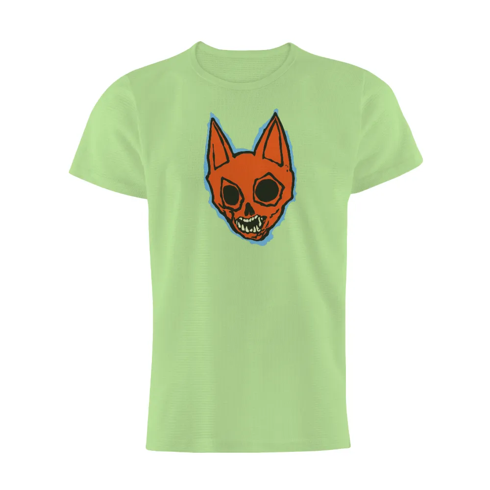 T-Shirt Printing: Neon Cat Skull - Cyberpunk Resilience|neon oversized tee