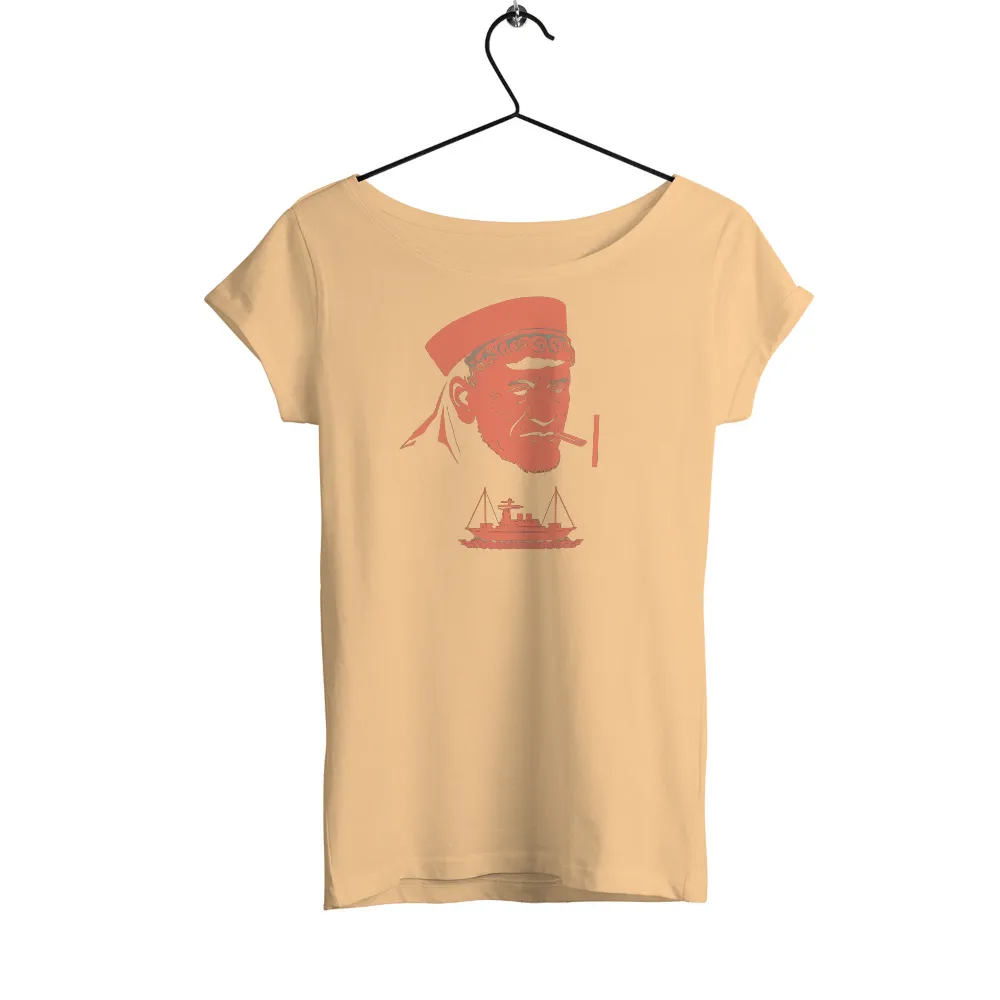 TShirt Printing: Vintage Sailor Adventure | Nostalgic Seafaring Designs| Rugged sailor and his vessel