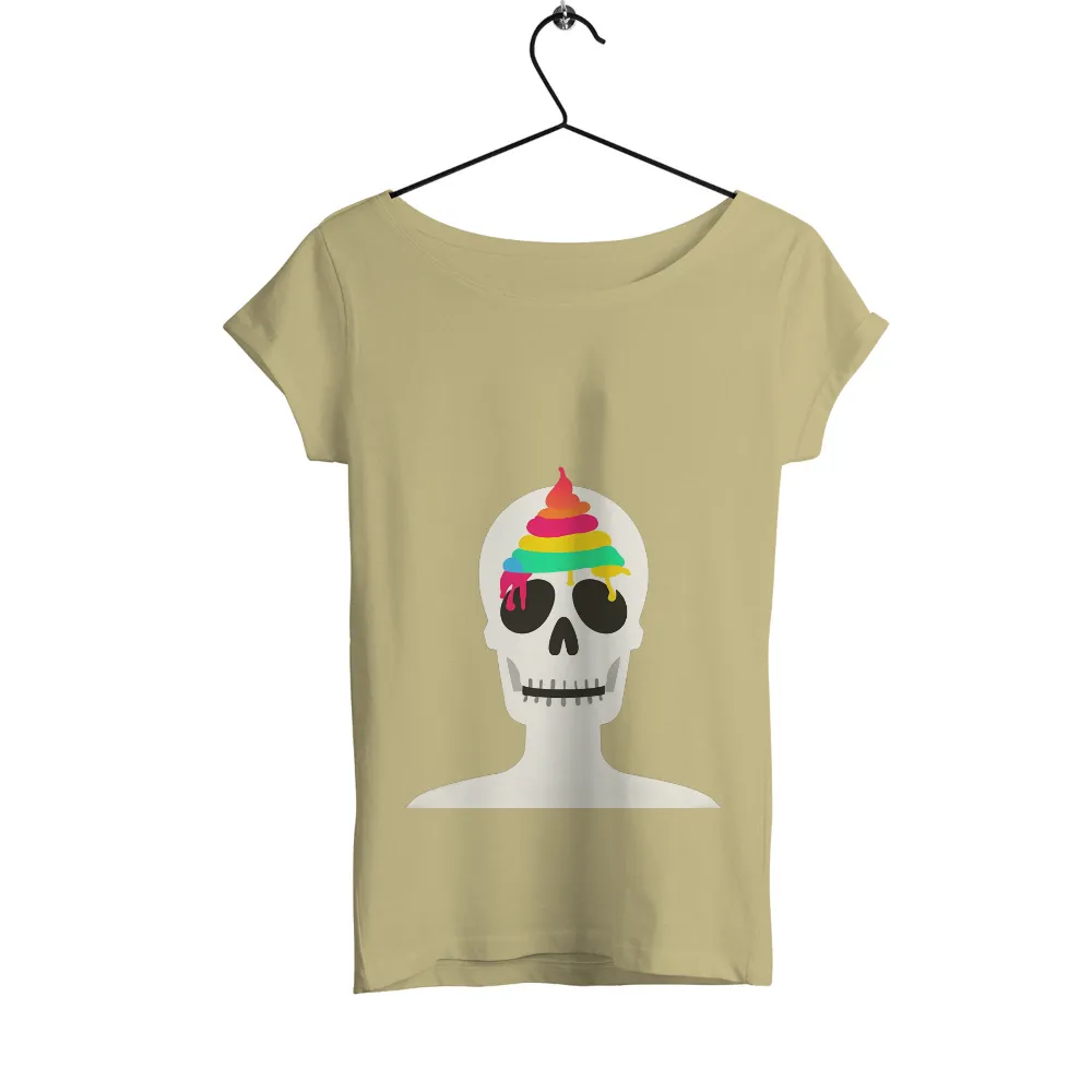 Rainbow Ice Cream Skull: Pop Art Meets Dark Humor|hot topic black and white plaid studded skull