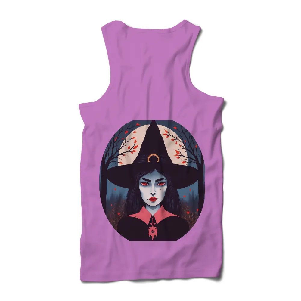 T-Shirts Custom: Enchanting Witch Under the Full Moon|on a dark desert highway shirt witch