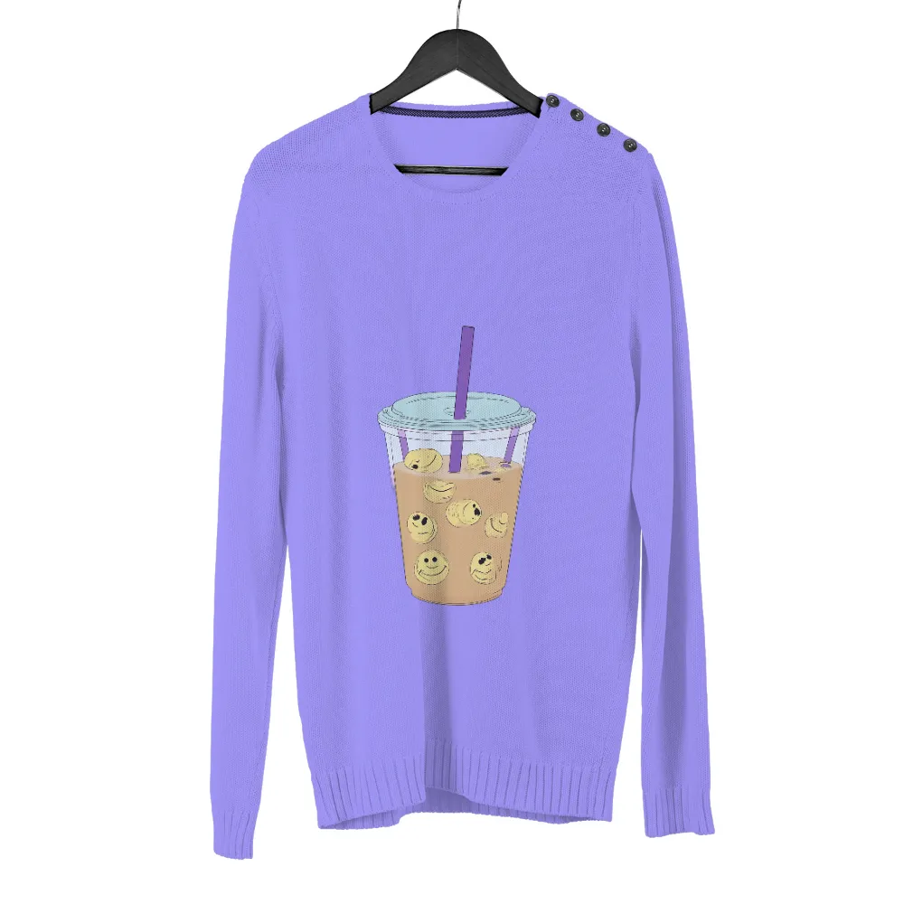 TShirt Printing: Bubble Tea Smiling Boba - Joyful Moments| Fun and positive bubble tea art