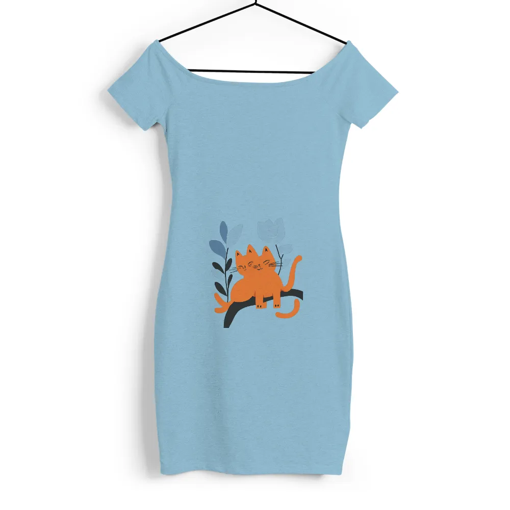 T-Shirts Design: Orange Cat in Nature | Minimalist Art| Tranquil moment