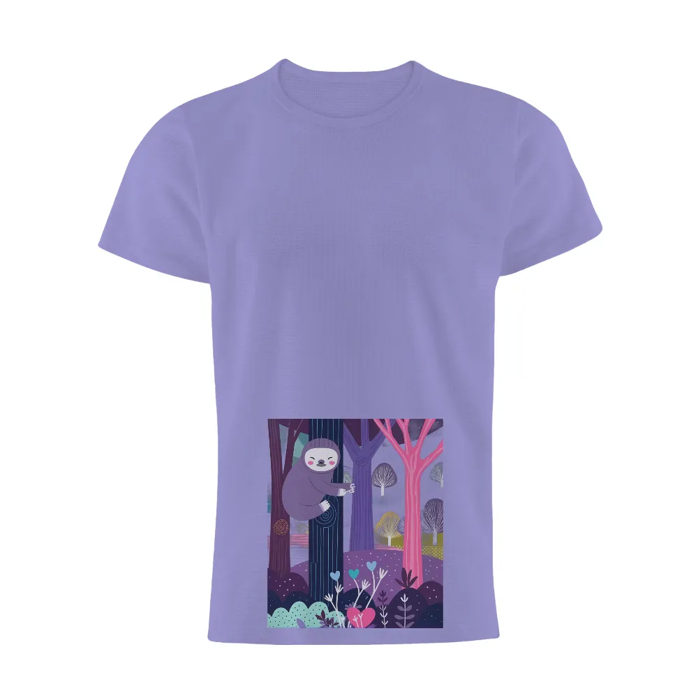 T-Shirts Design: Luna's Cosmic Adventure in the Enchanted Forest|sloth 4th of july shirt