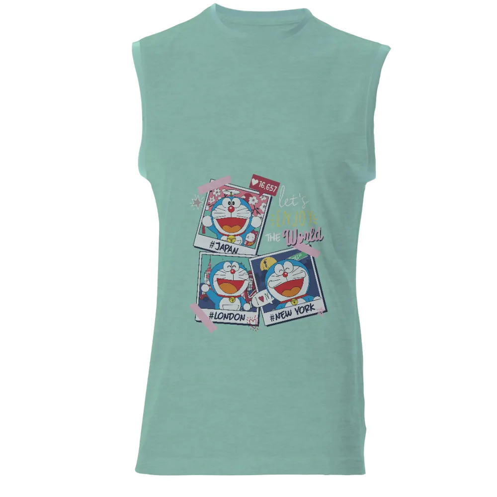 Custom T-Shirt Printing: Doraemon's Global Adventure - Travel, Fun, Joy|proof marled travel shirt