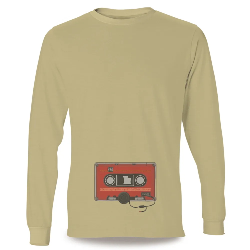 Custom Tee Shirts: Nostalgic Cassette Tape Design|short sleeve vintage slub knit tunic t shirt for women