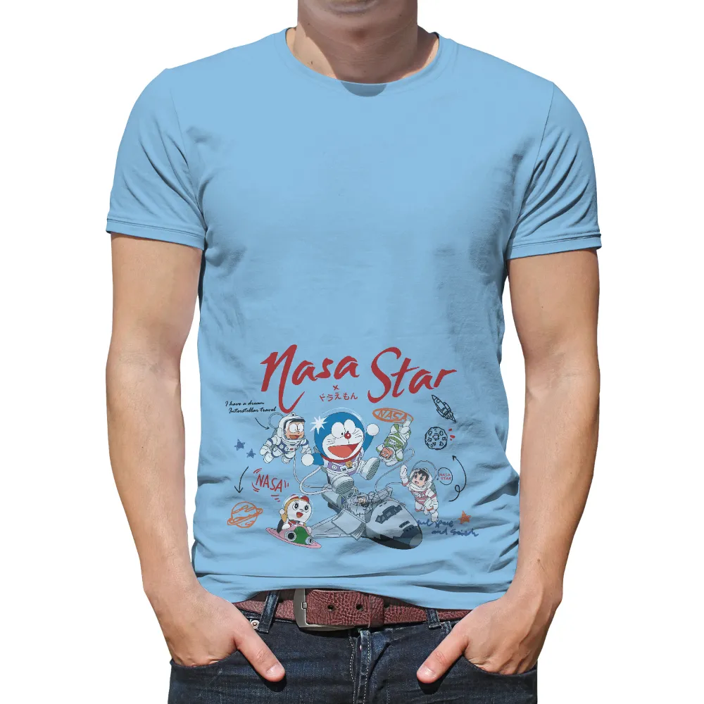 T-Shirt Printing: NASA Star Adventure with Doraemon and Friends|space invaders t shirt ready player one