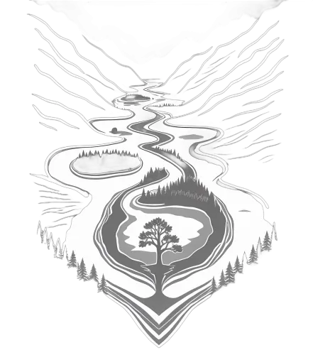 T-Shirts Pattern: Winding River of Life - Artistic Designs