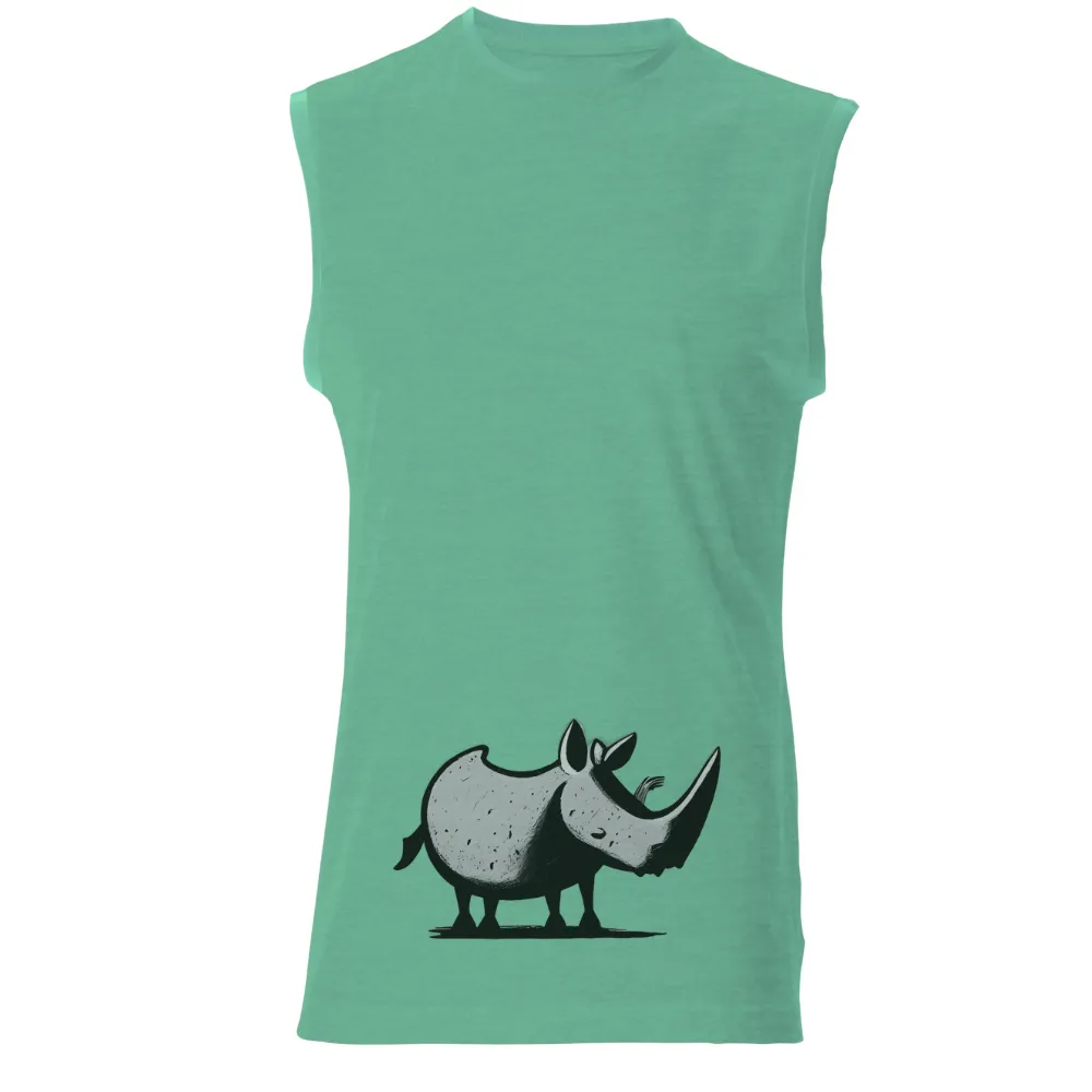 TShirt Printing: Black & White Rhino - Nature's Strength|Black and white rhinoceros illustration