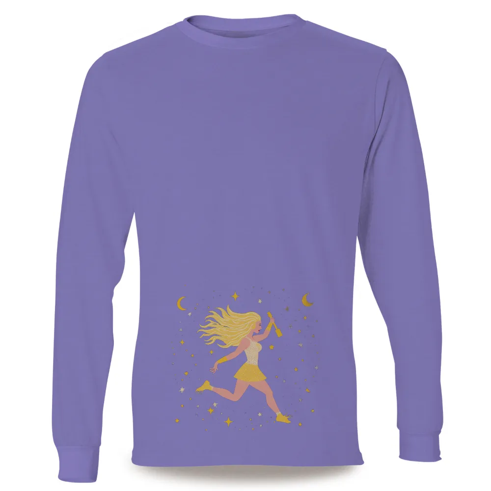 TShirt Printing: Celestial Dreams - Running Girl with Golden Batons|cincinnati reds field of dreams shirt