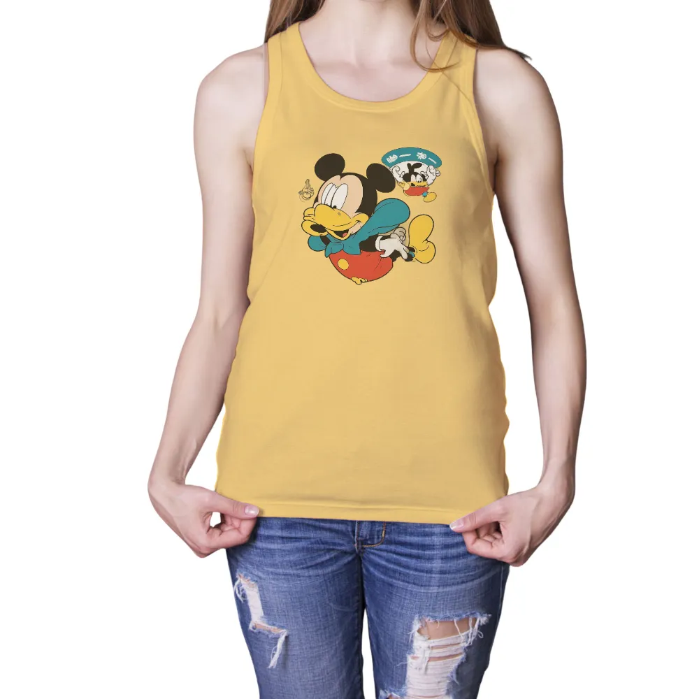 Unique Mickey Mouse Design with Duck Beak: A Playful Nostalgic Tribute|art t shirt design vintage