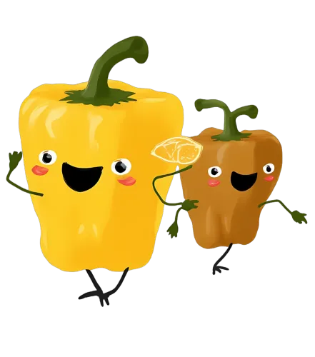 T-Shirts Custom: Sunny and Rusty - Whimsical Pepper Friends