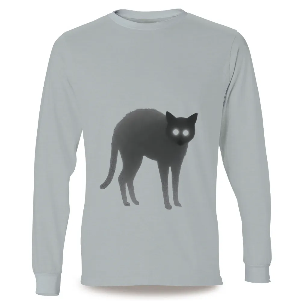 Custom Tee Shirts: Ghostly Cat Guardian of the Night| Mysterious night scene