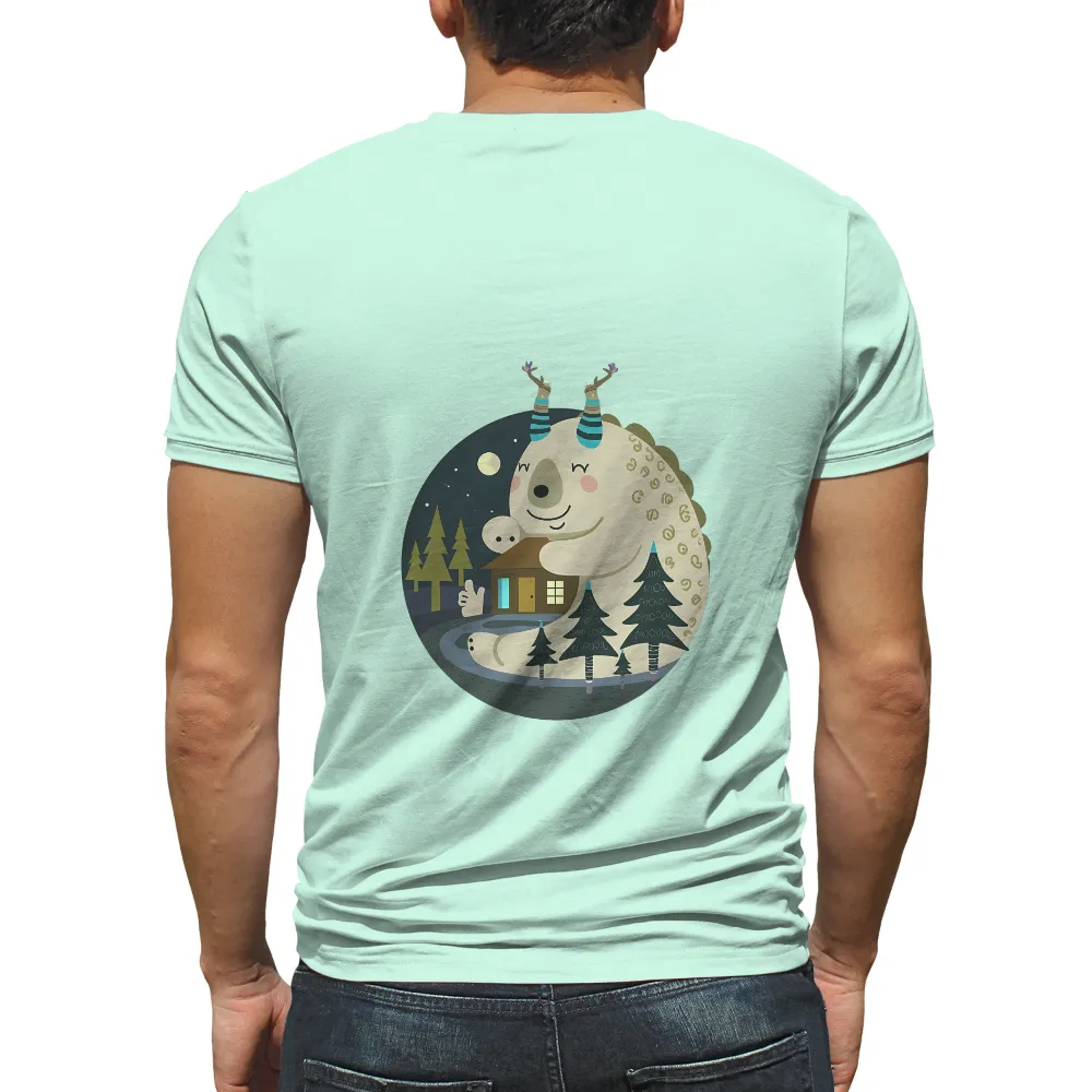 Tee Shirts Printed: Luna's Forest Sanctuary - Whimsical Giant and Snail Friendship|pokemon magic shirt