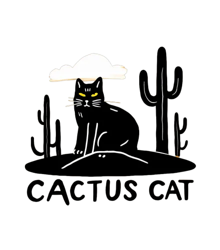 T-Shirts Custom: Cactus Cat - Mysterious Desert Guardian