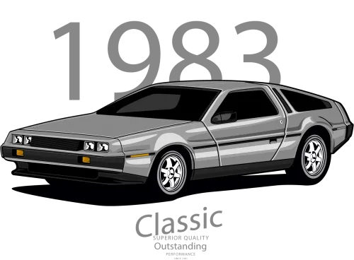 Tee Shirt Printing: 1983 DeLorean - Vintage & Retro Classic Car Design