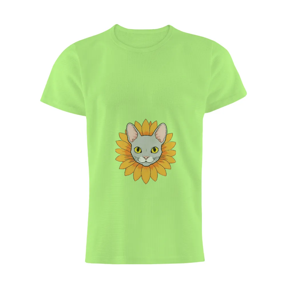 Shirts Graphic Tees: Whimsical Cat Sunflower Design|cat valentines shirt