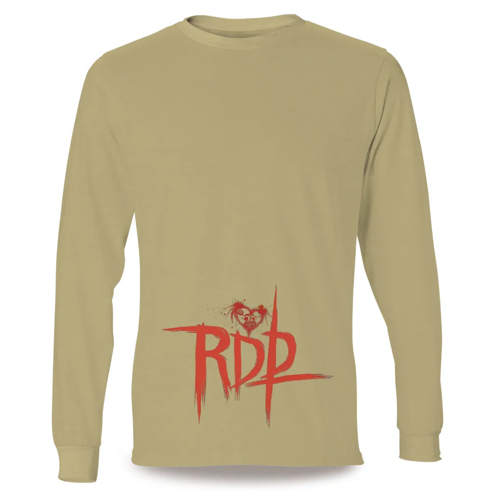 Tee Shirts Printed: RDP Artistic Design with Heart and Skull| Stark black background