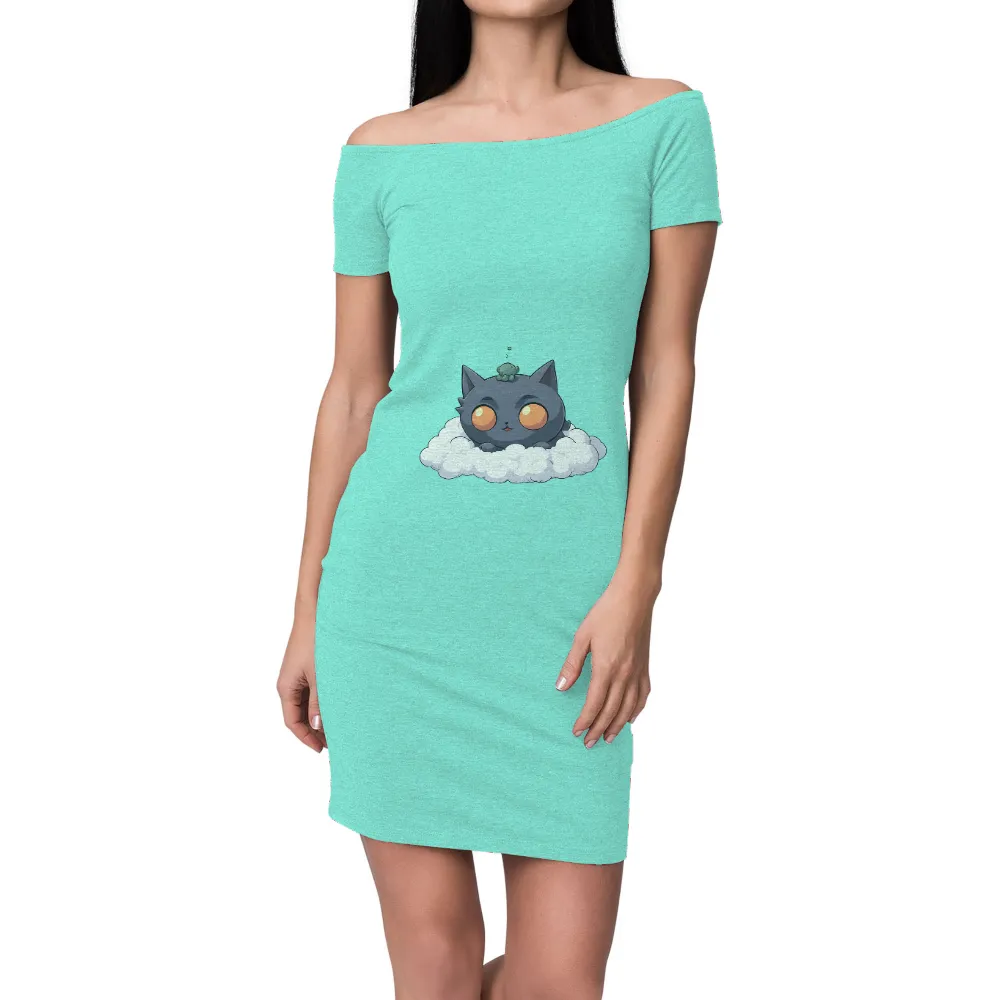 Charming Gray Cat on Cloud with Whimsical Design|cute valentines shirts for women