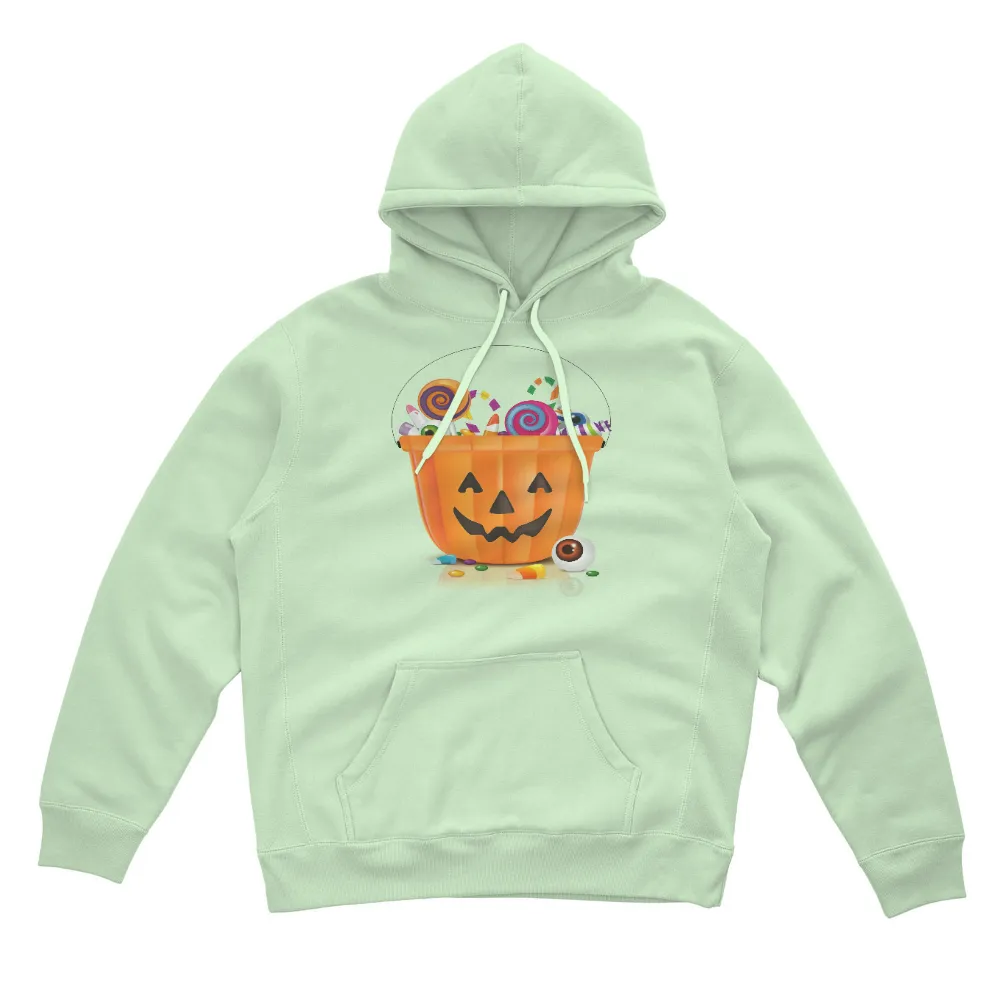 Trick-or-Treat TShirt Printing: Halloween Pumpkin Bucket of Candy|cool men's halloween shirts