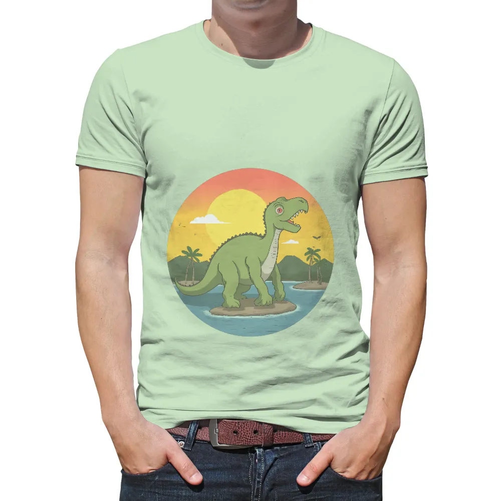 T-Shirts Design: Rex's Prehistoric Adventure|tropical vacation men's shirts