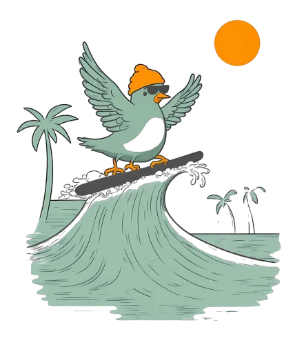 Customized Tee Shirts: Surfing Bird - Summer Adventure